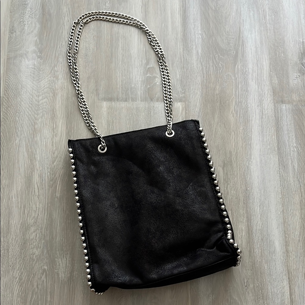 Zara Elegant Black Chain Strap Tote Bag